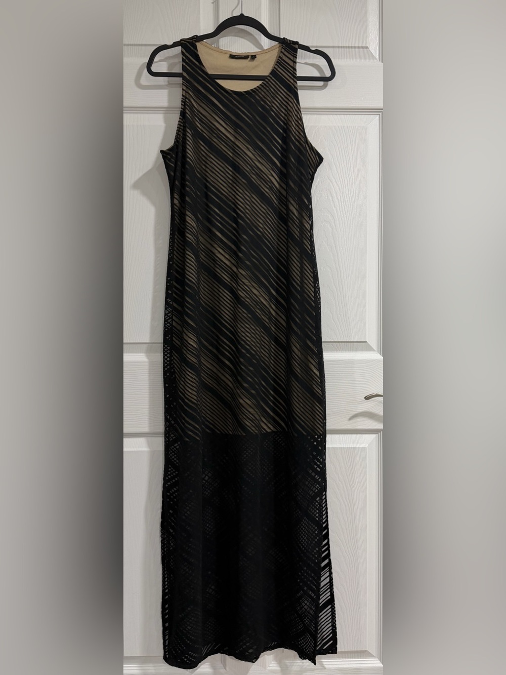 Apt. 9 Black & Beige Sheer Stripe Maxi Dress